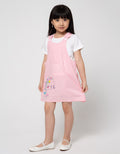 Little M Short Sleeve Midi Dress Overall Cat Aplikasi Pompom