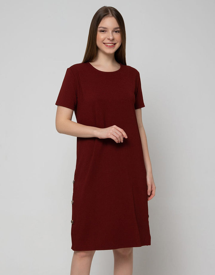 Connexion Short Sleeve Midi Dress With Buttons