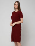 Connexion Short Sleeve Midi Dress With Buttons