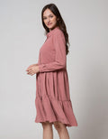 Connexion Long Sleeve Midi Dress Tiered Airflow
