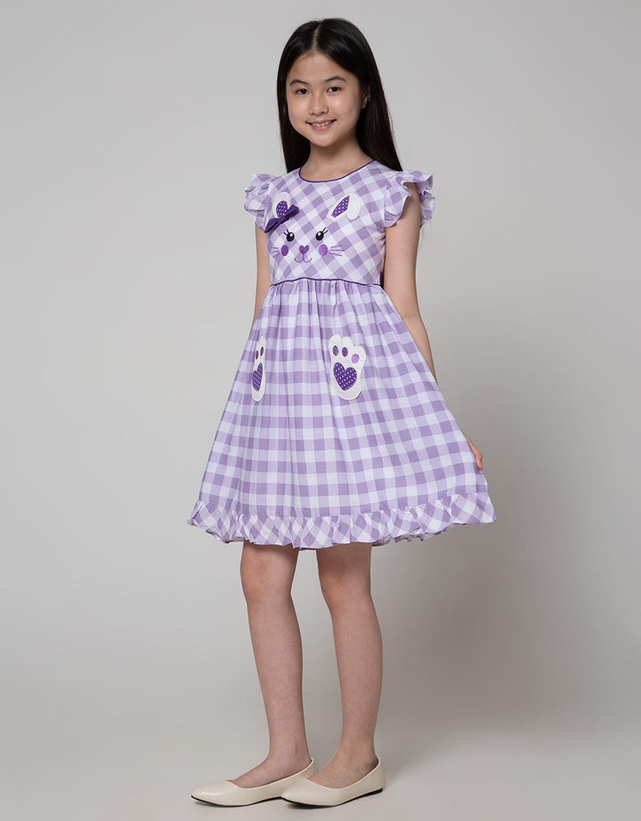 Kidz Too Short Sleeve Midi Dress Kotak Bordir Bunny