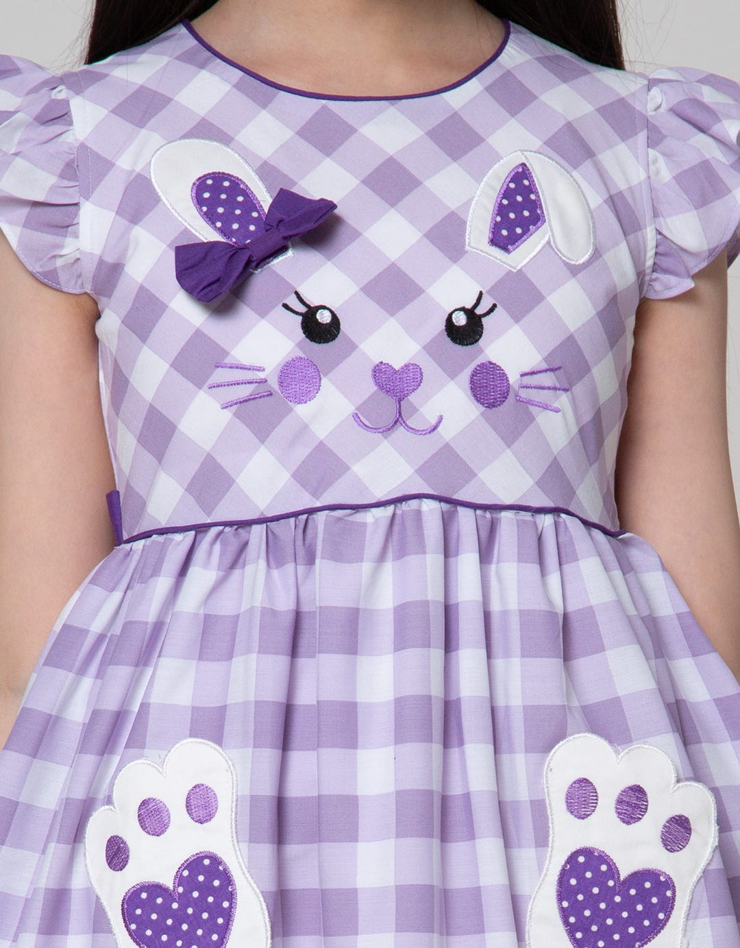 Kidz Too Short Sleeve Midi Dress Kotak Bordir Bunny