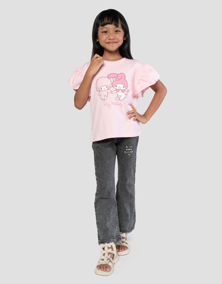 Character My Melody Lengan Ruffle Kaos Anak Perempuan
