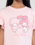 Character My Melody Lengan Ruffle Kaos Anak Perempuan