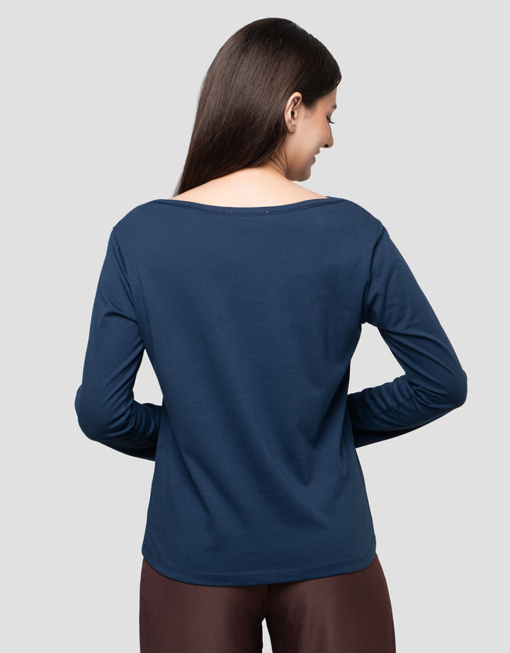 Connexion Boat Neck Enzim Kaos Lengan Panjang Wanita