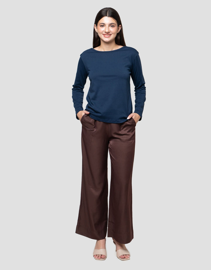 Connexion Boat Neck Enzim Kaos Lengan Panjang Wanita
