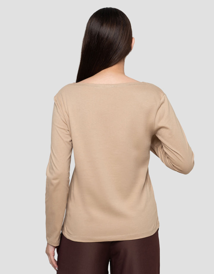 Connexion Boat Neck Enzim Kaos Lengan Panjang Wanita