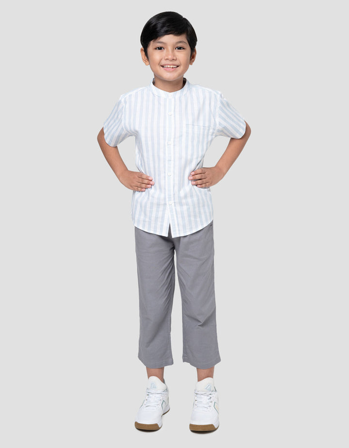 Little M Salur Linen Kemeja Anak Laki-laki