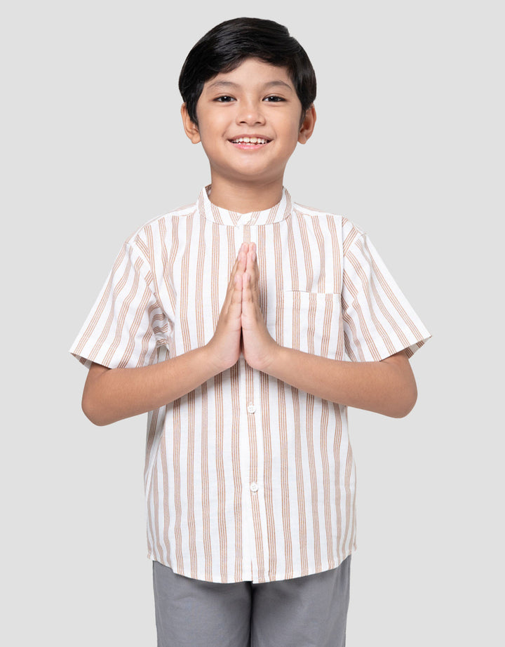 Little M Salur Linen Kemeja Anak Laki-laki