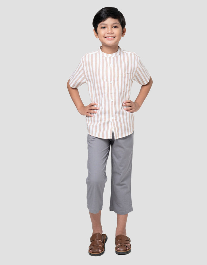 Little M Salur Linen Kemeja Anak Laki-laki