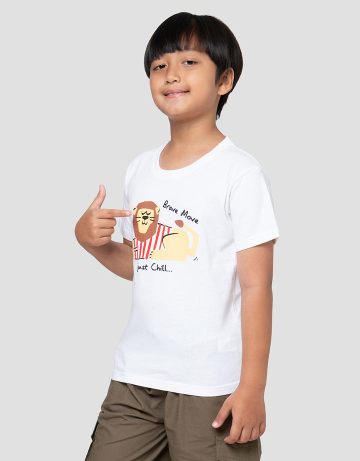 Little M Brave Move Lion Print Kaos Anak Laki-laki