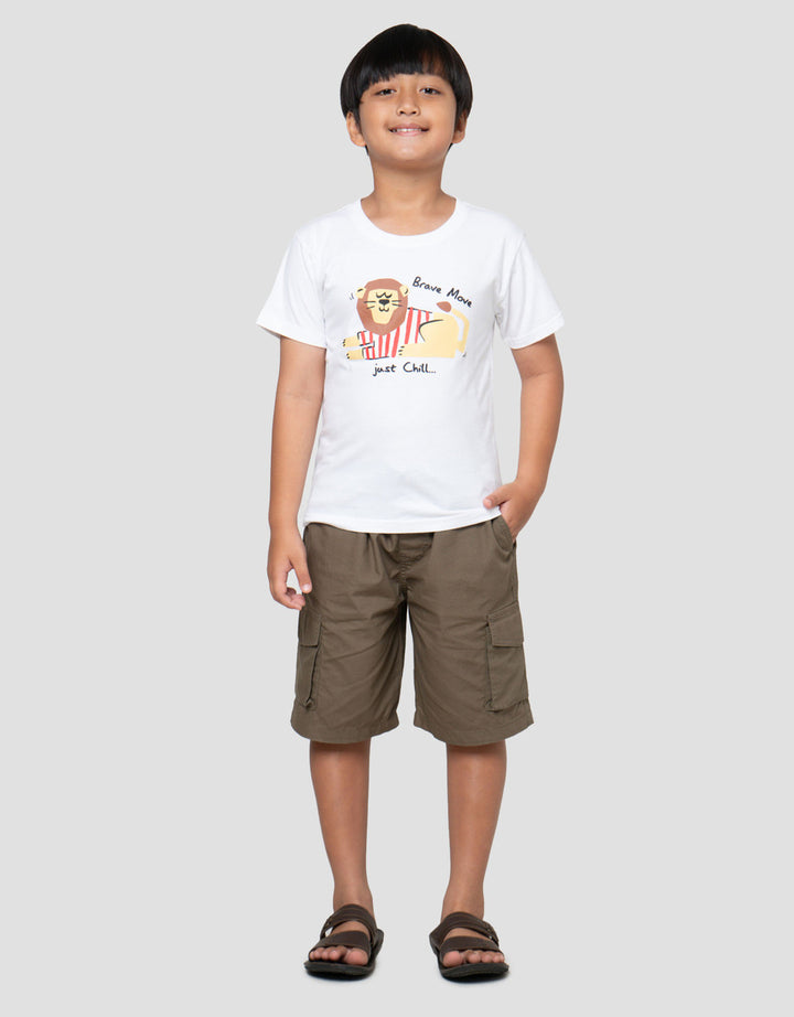Little M Brave Move Lion Print Kaos Anak Laki-laki