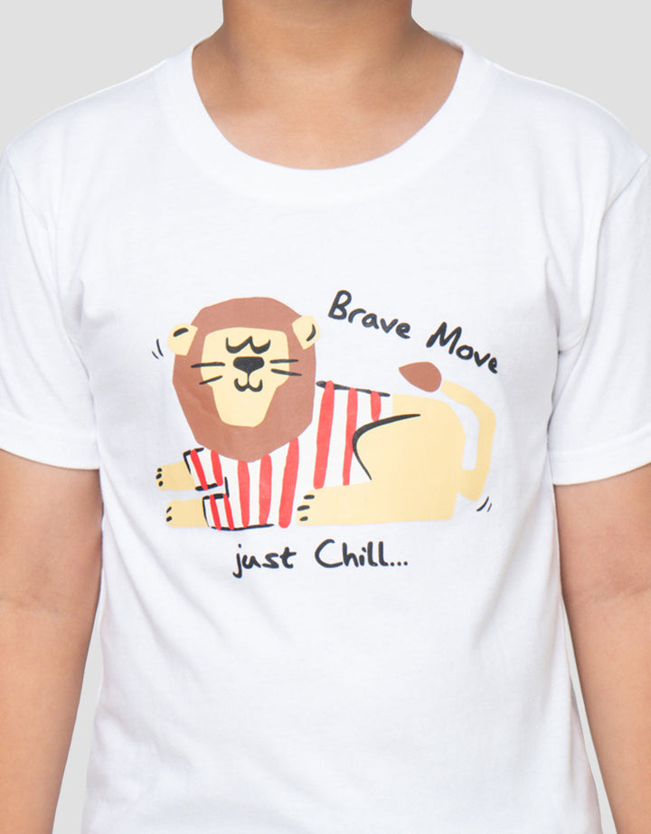 Little M Brave Move Lion Print Kaos Anak Laki-laki