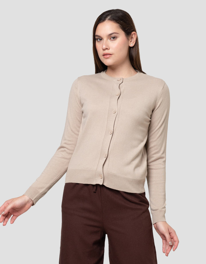 Nevada Solid Flat Knit Basic Cardigan Wanita