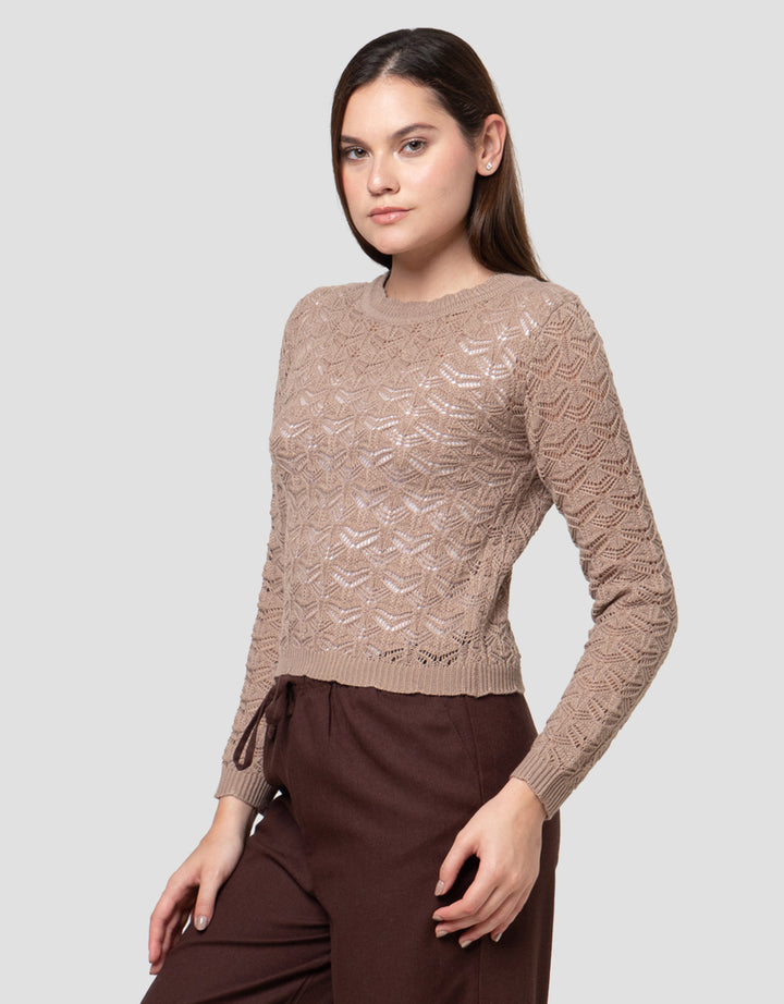 Nevada Flat Knit Textured Sweater Wanita
