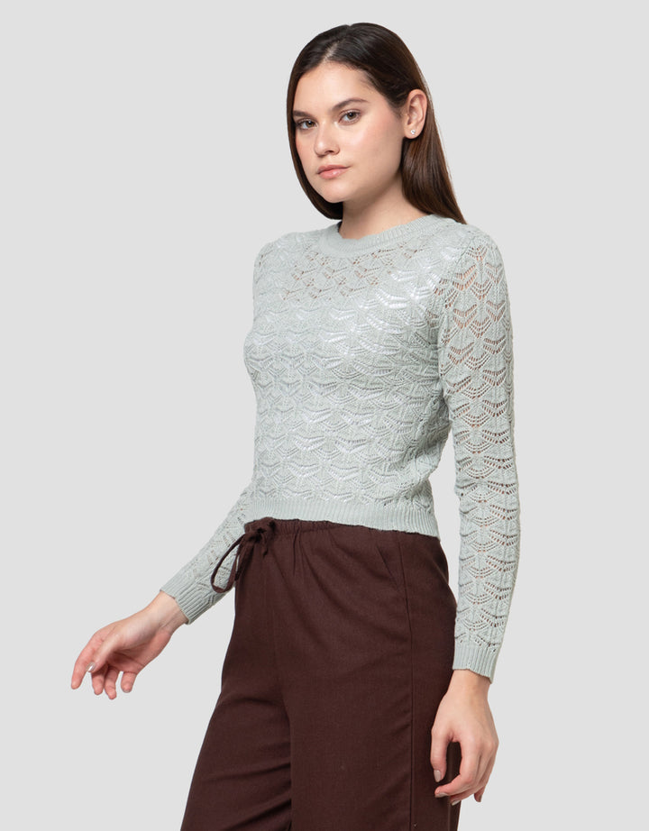 Nevada Flat Knit Textured Sweater Wanita