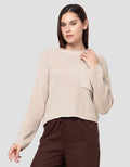 Nevada Boxy Flat Knit Pocket Sweater Wanita