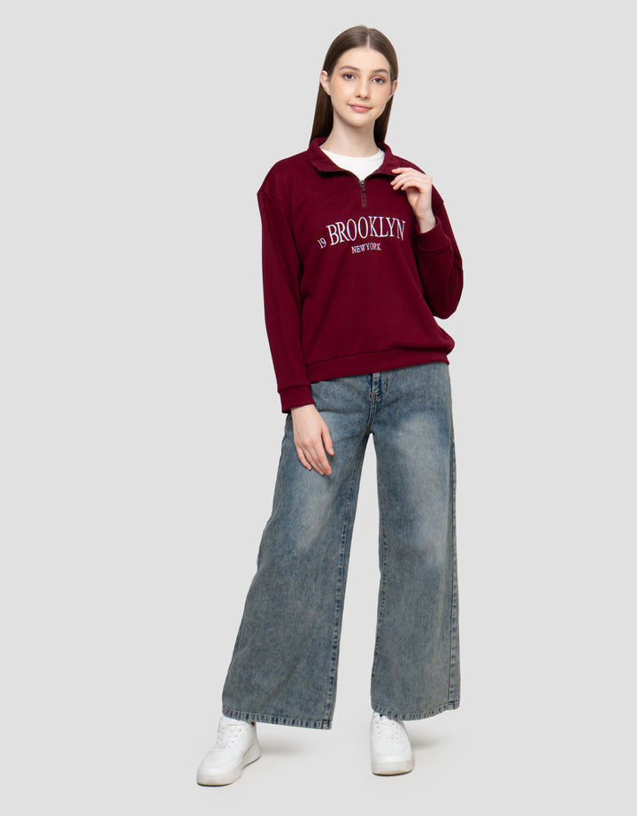 Nevada Reg French Half Zipper Sweater Wanita