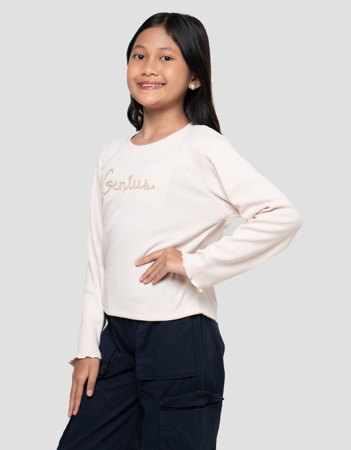 Nevada Rib Bordir Tali 3D Kaos Anak Perempuan