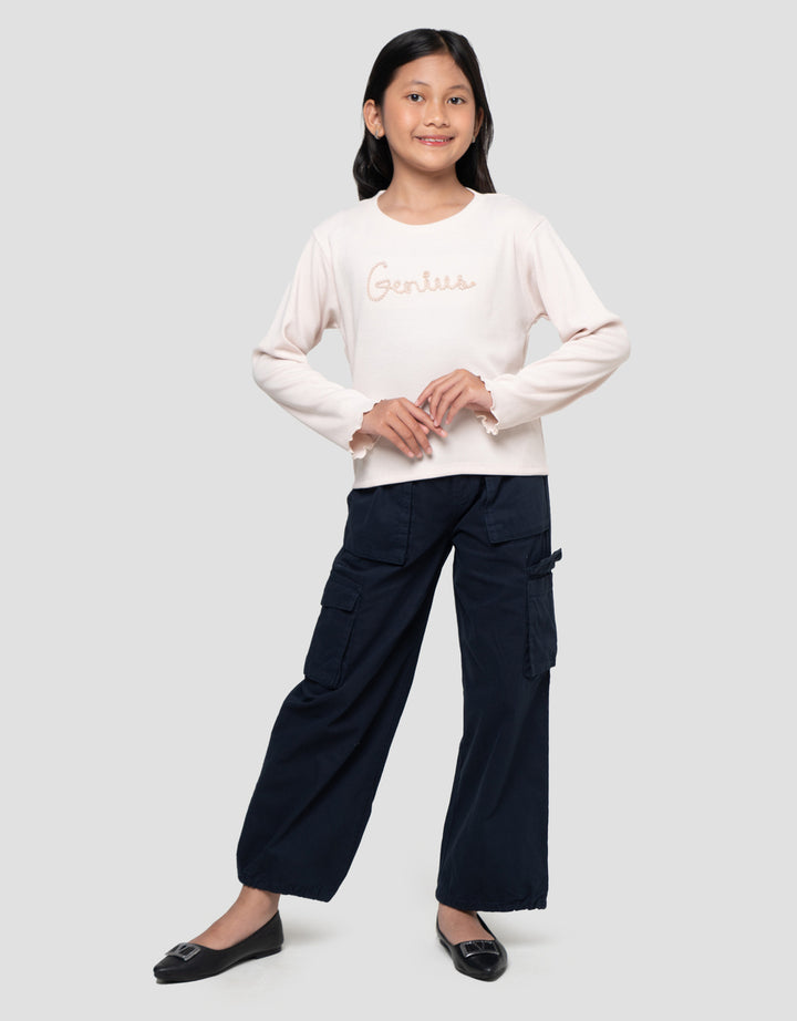 Nevada Rib Bordir Tali 3D Kaos Anak Perempuan