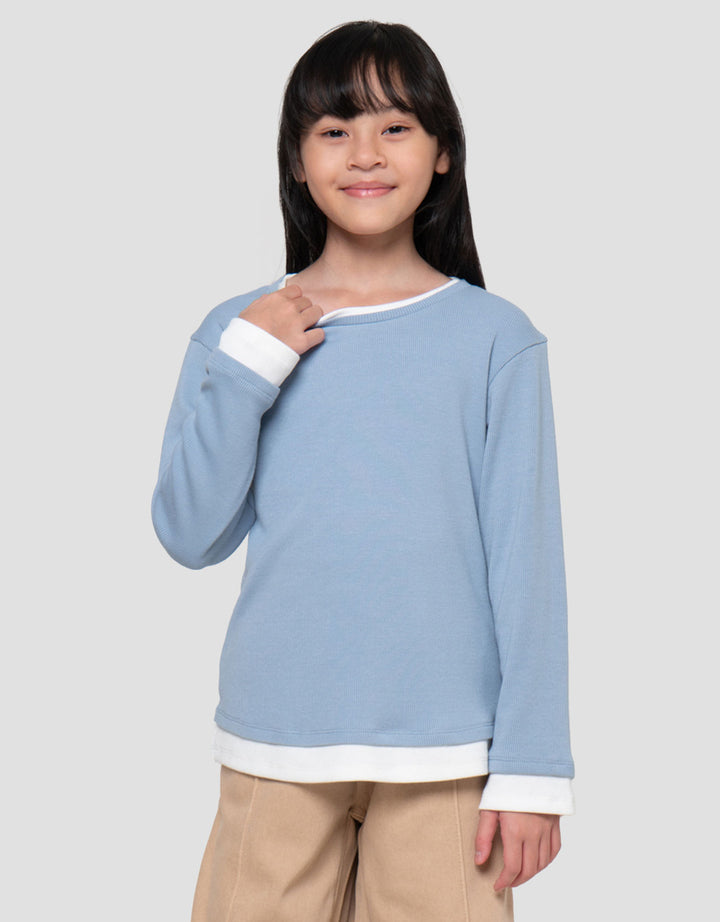 Nevada Rib Kombi Kaos Anak Perempuan