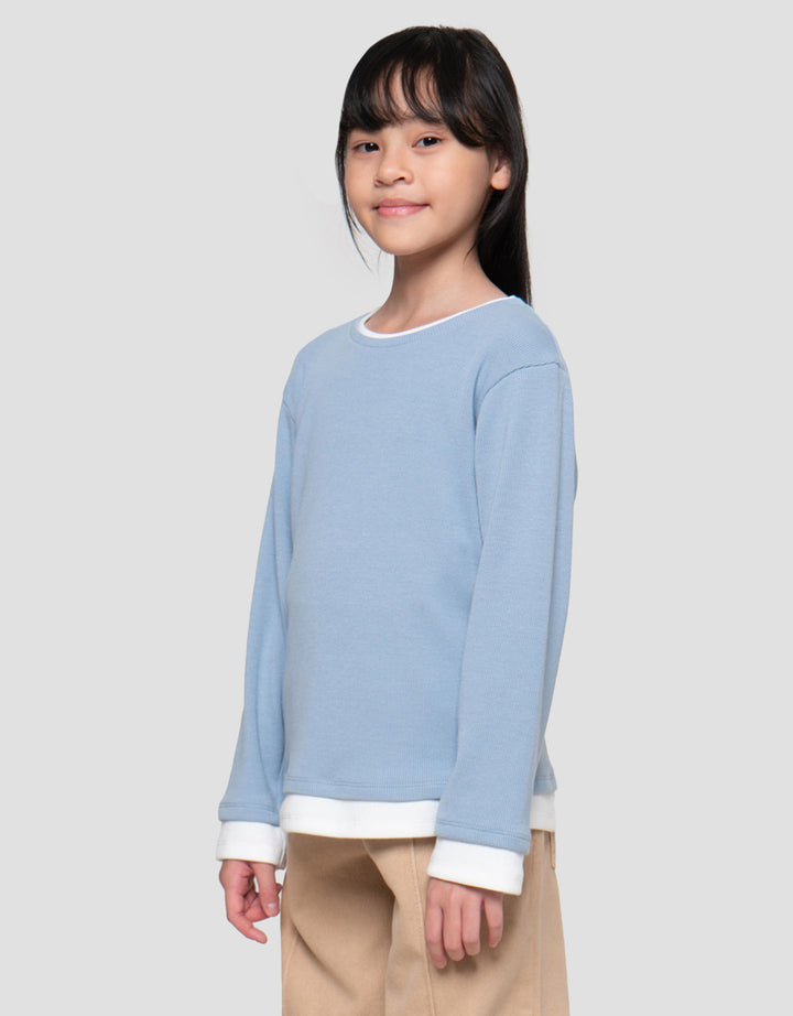Nevada Rib Kombi Kaos Anak Perempuan