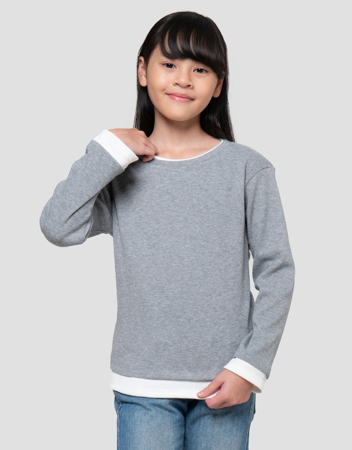 Nevada Rib Kombi Kaos Anak Perempuan