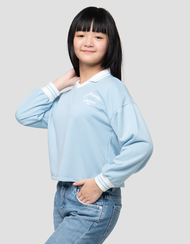 Nevada Kerah Wangki Sablon California Sweater Anak Perempuan