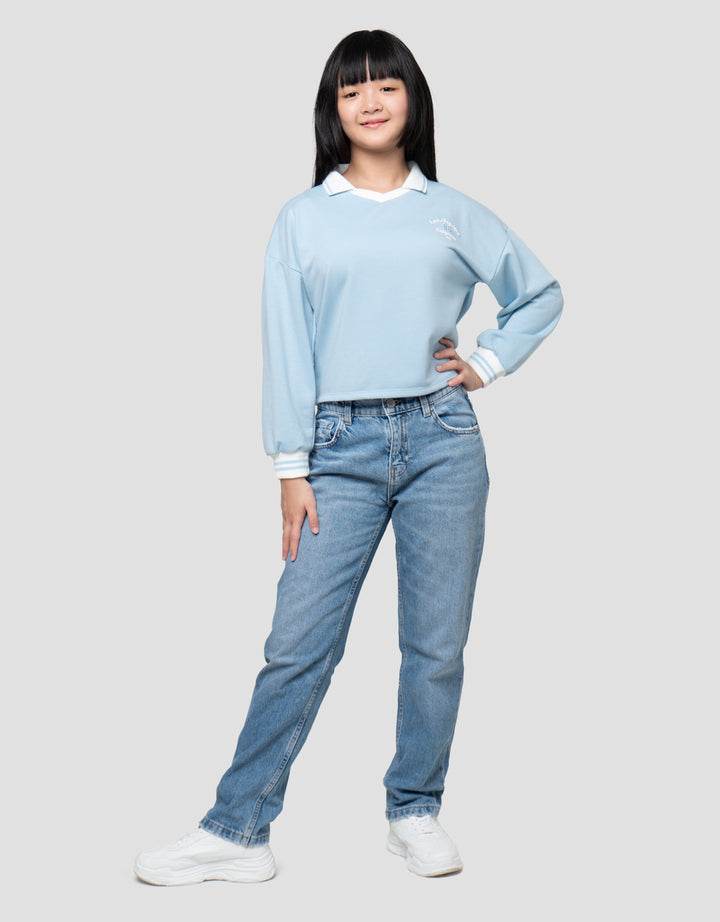 Nevada Kerah Wangki Sablon California Sweater Anak Perempuan