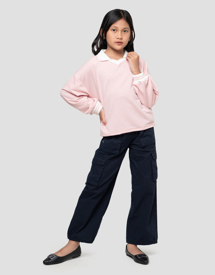 Nevada Kerah Wangki Sablon Chicago Sweater Anak Perempuan