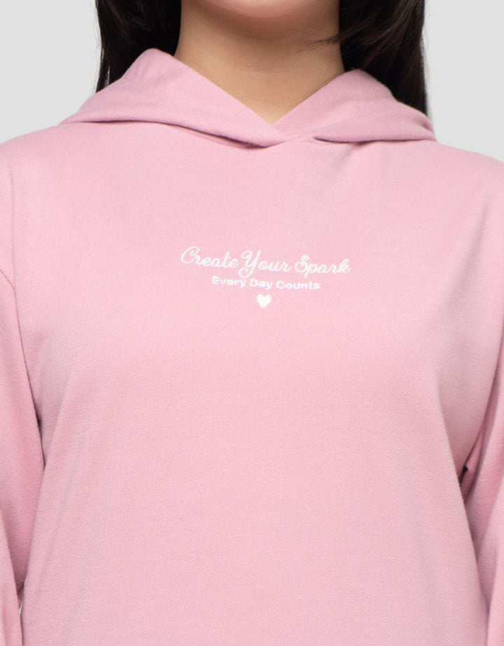 Nevada Kancing Pinggir Bordir Tulisan Sweater Hoodie Anak Perempuan