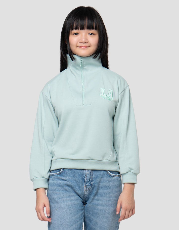 Nevada Zipper Bordir La Sweater Anak Perempuan