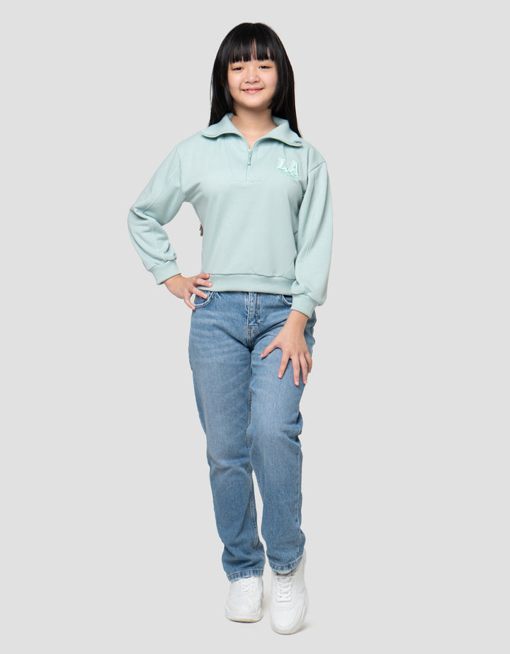 Nevada Zipper Bordir La Sweater Anak Perempuan