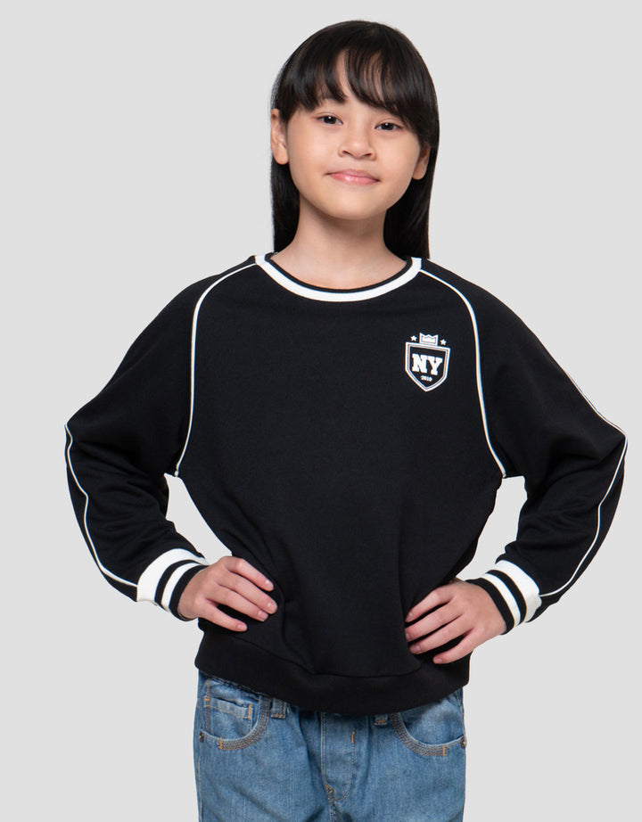 Nevada Piping Sablon Ny Sweater Anak Perempuan