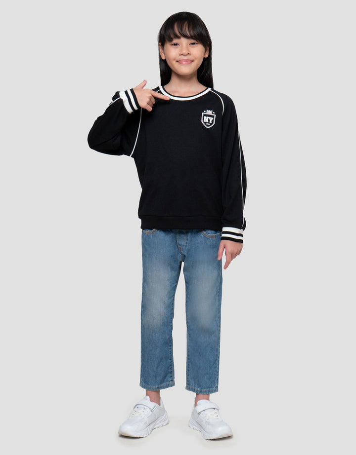 Nevada Piping Sablon Ny Sweater Anak Perempuan