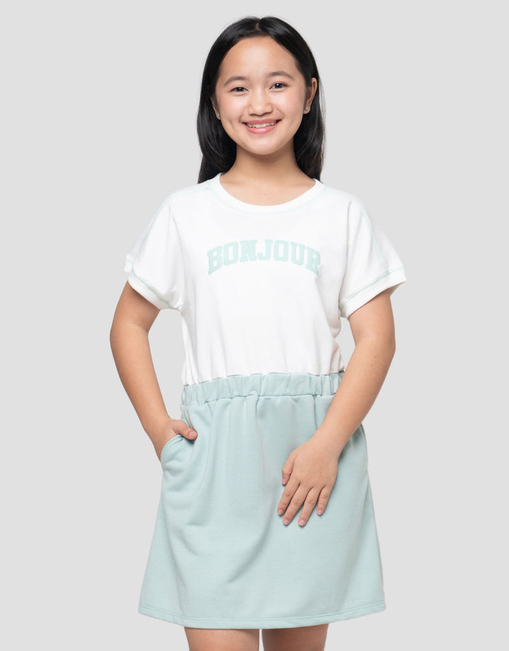 Nevada Knit 2Tone Bonjour Midi Dress Anak Perempuan