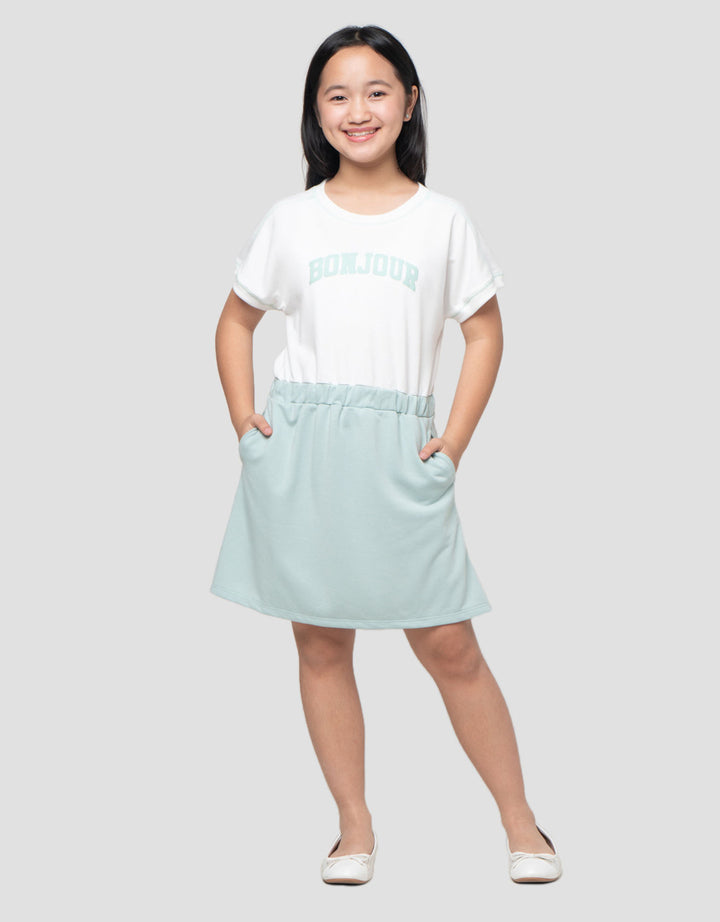 Nevada Knit 2Tone Bonjour Midi Dress Anak Perempuan