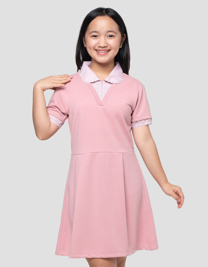 Nevada Kombi Kotak Midi Dress Anak Perempuan