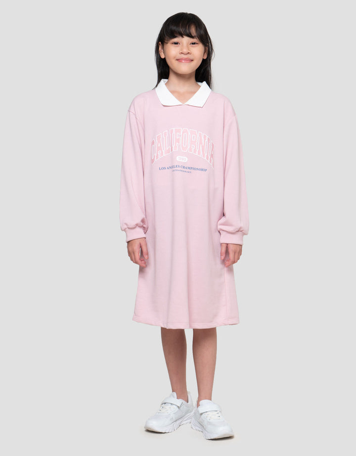 Nevada Kerah California Midi Dress Anak Perempuan