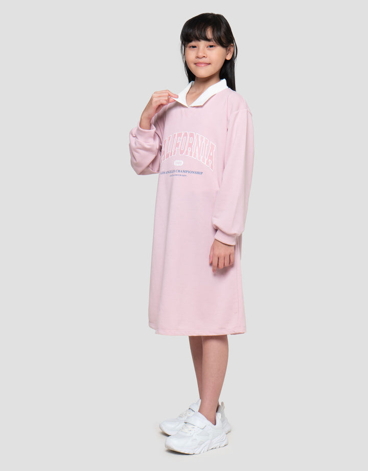 Nevada Kerah California Midi Dress Anak Perempuan