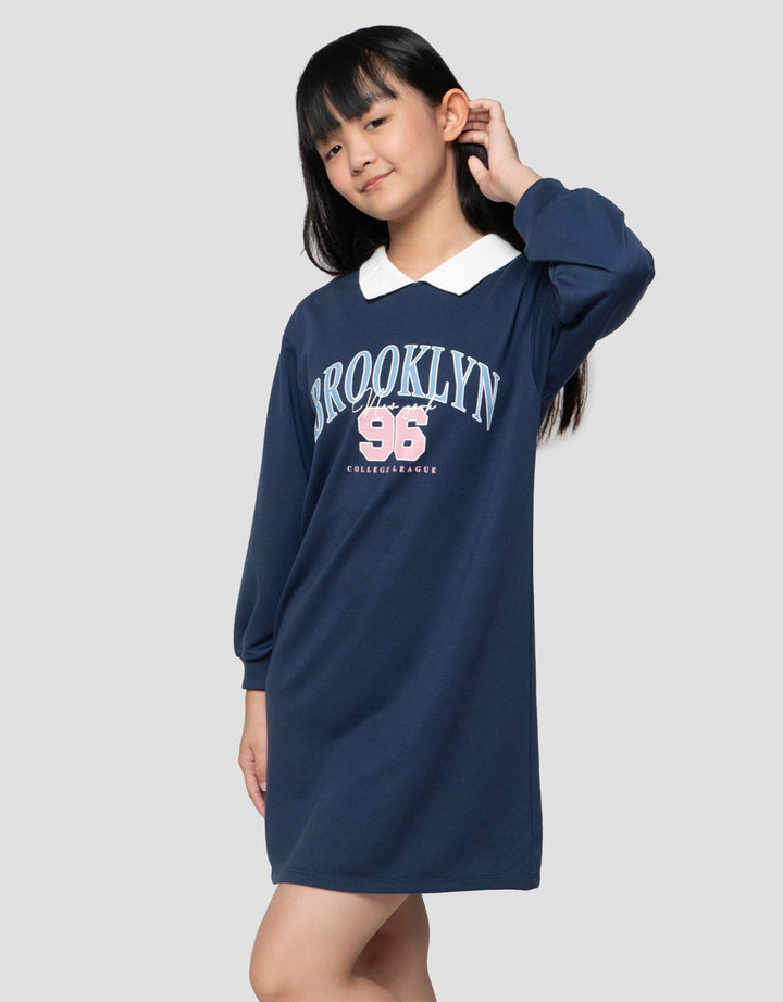 Nevada Kerah Brooklyn Midi Dress Anak Perempuan