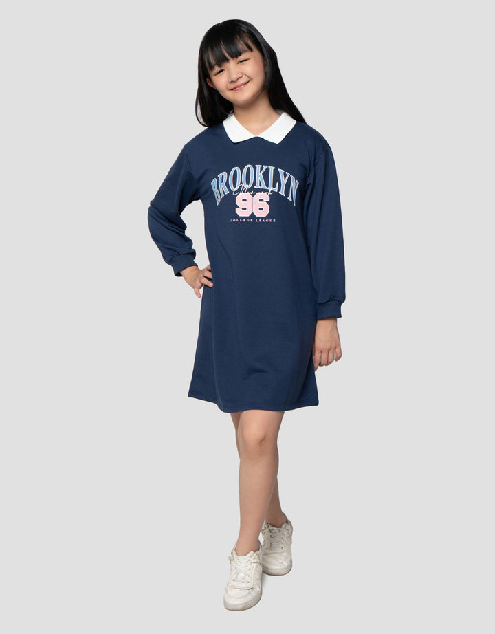 Nevada Kerah Brooklyn Midi Dress Anak Perempuan