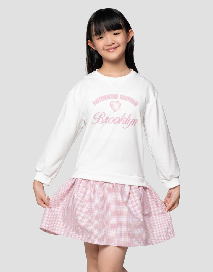 Nevada Kombi Woven Kotak Midi Dress Anak Perempuan