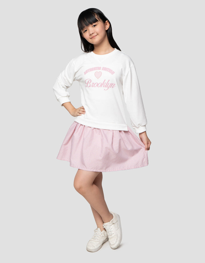 Nevada Kombi Woven Kotak Midi Dress Anak Perempuan