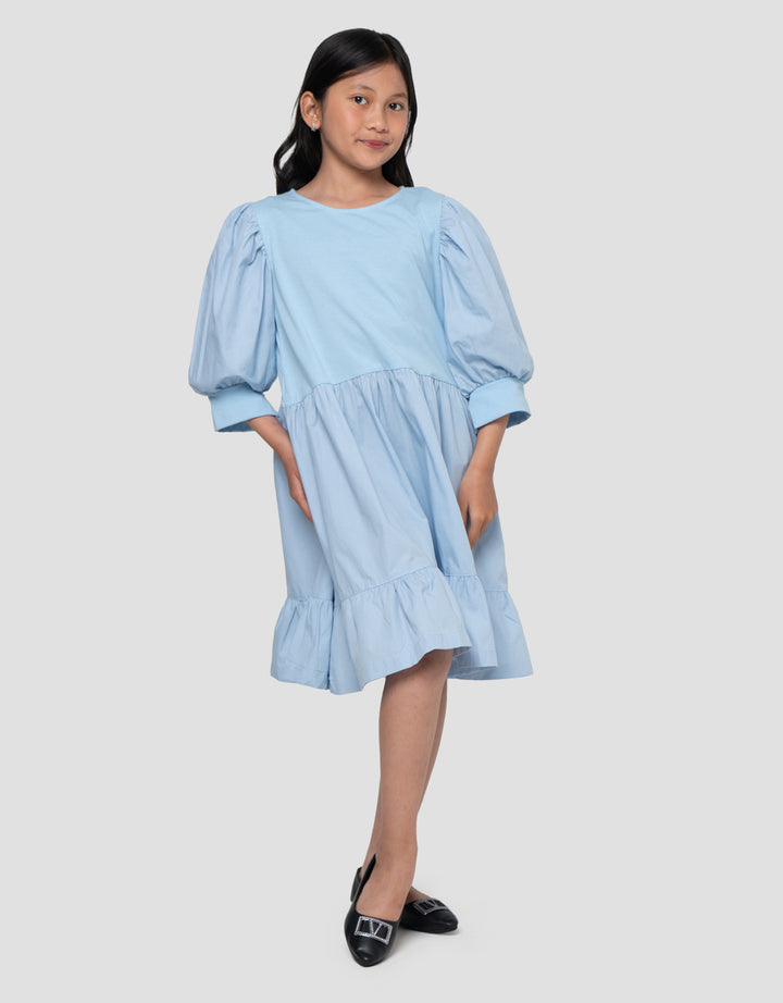 Nevada Woven Kombinasi Knit Midi Dress Anak Perempuan