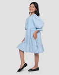 Nevada Woven Kombinasi Knit Midi Dress Anak Perempuan