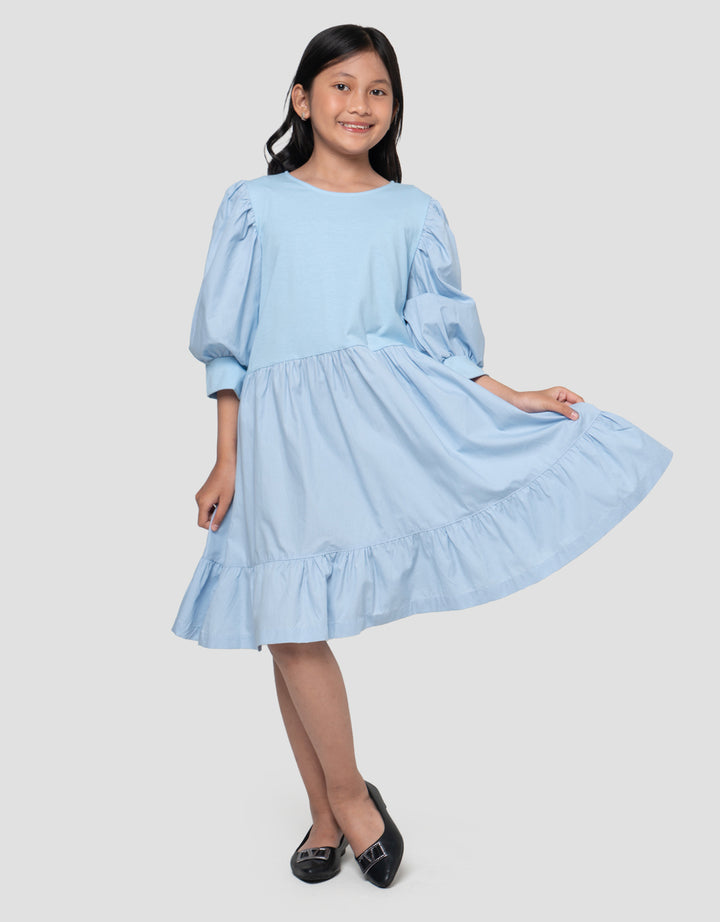 Nevada Woven Kombinasi Knit Midi Dress Anak Perempuan