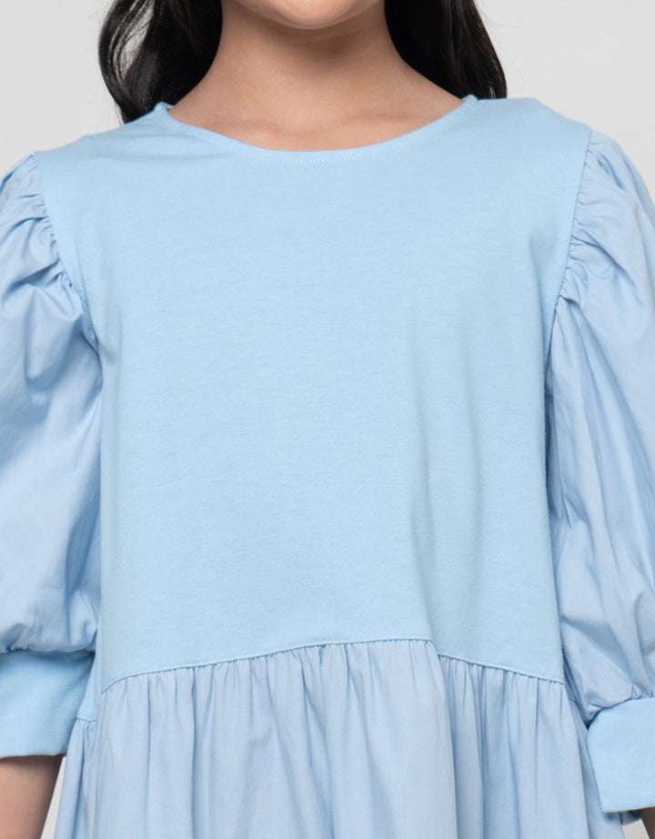 Nevada Woven Kombinasi Knit Midi Dress Anak Perempuan