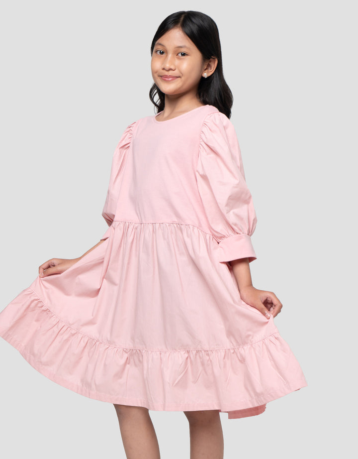 Nevada Woven Kombinasi Knit Midi Dress Anak Perempuan