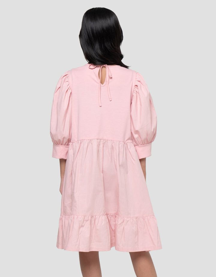 Nevada Woven Kombinasi Knit Midi Dress Anak Perempuan